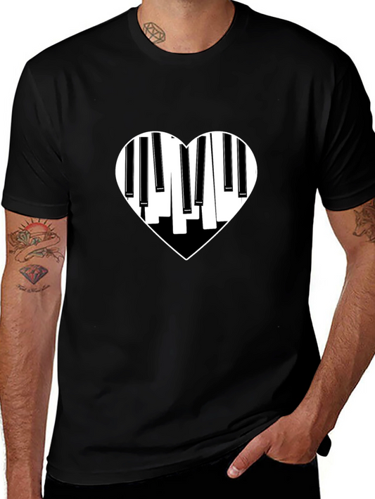 Piano Heart Graphic Tee - Black
