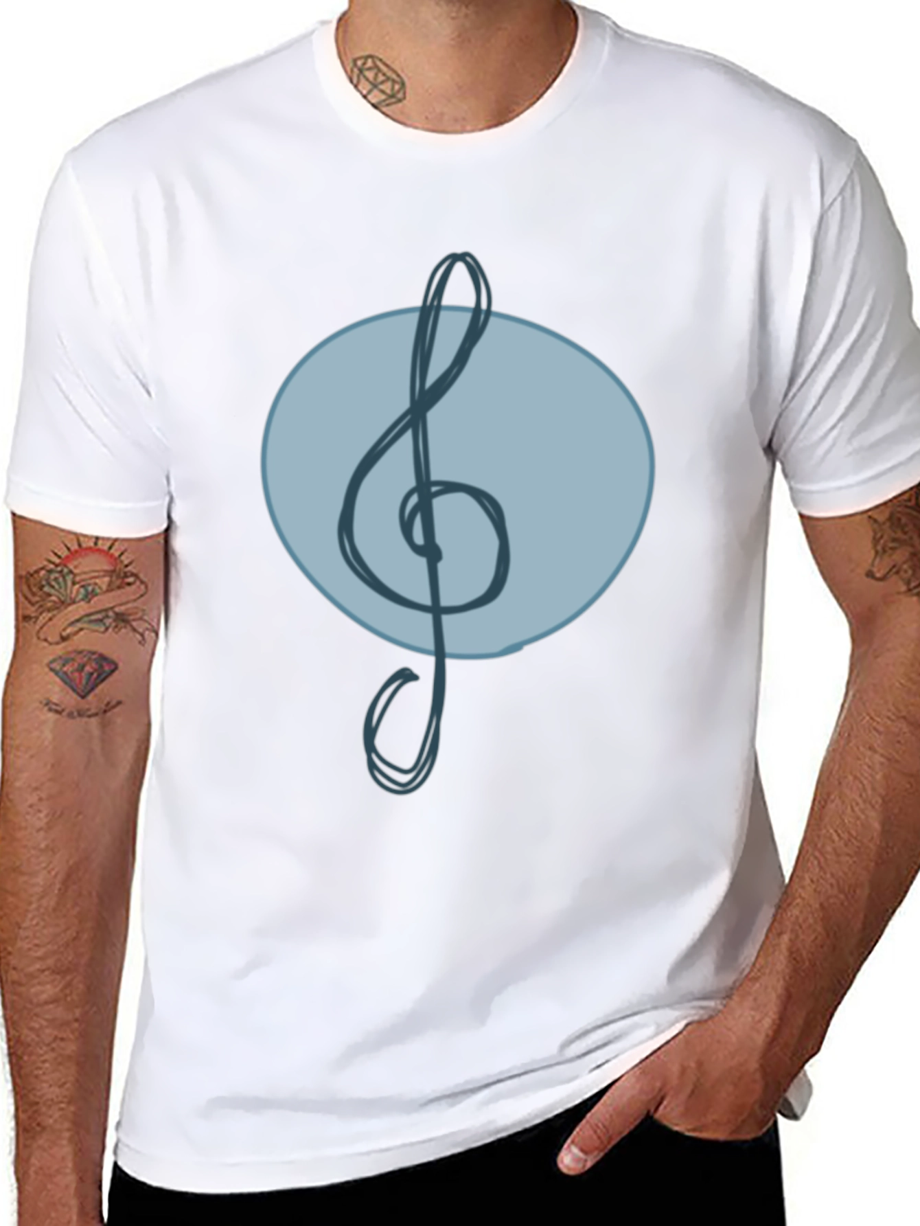 Treble Clef Graphic T-Shirt - Casual Black Tee