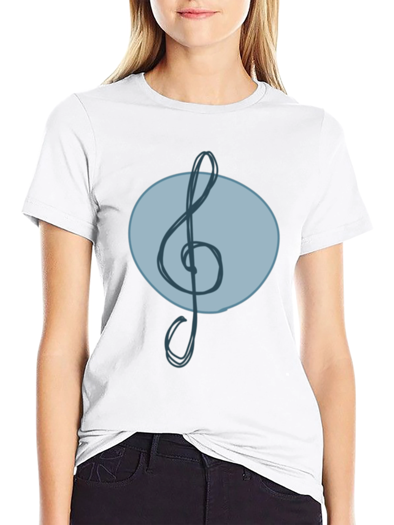 Treble Clef Graphic T-Shirt - Casual Black Tee