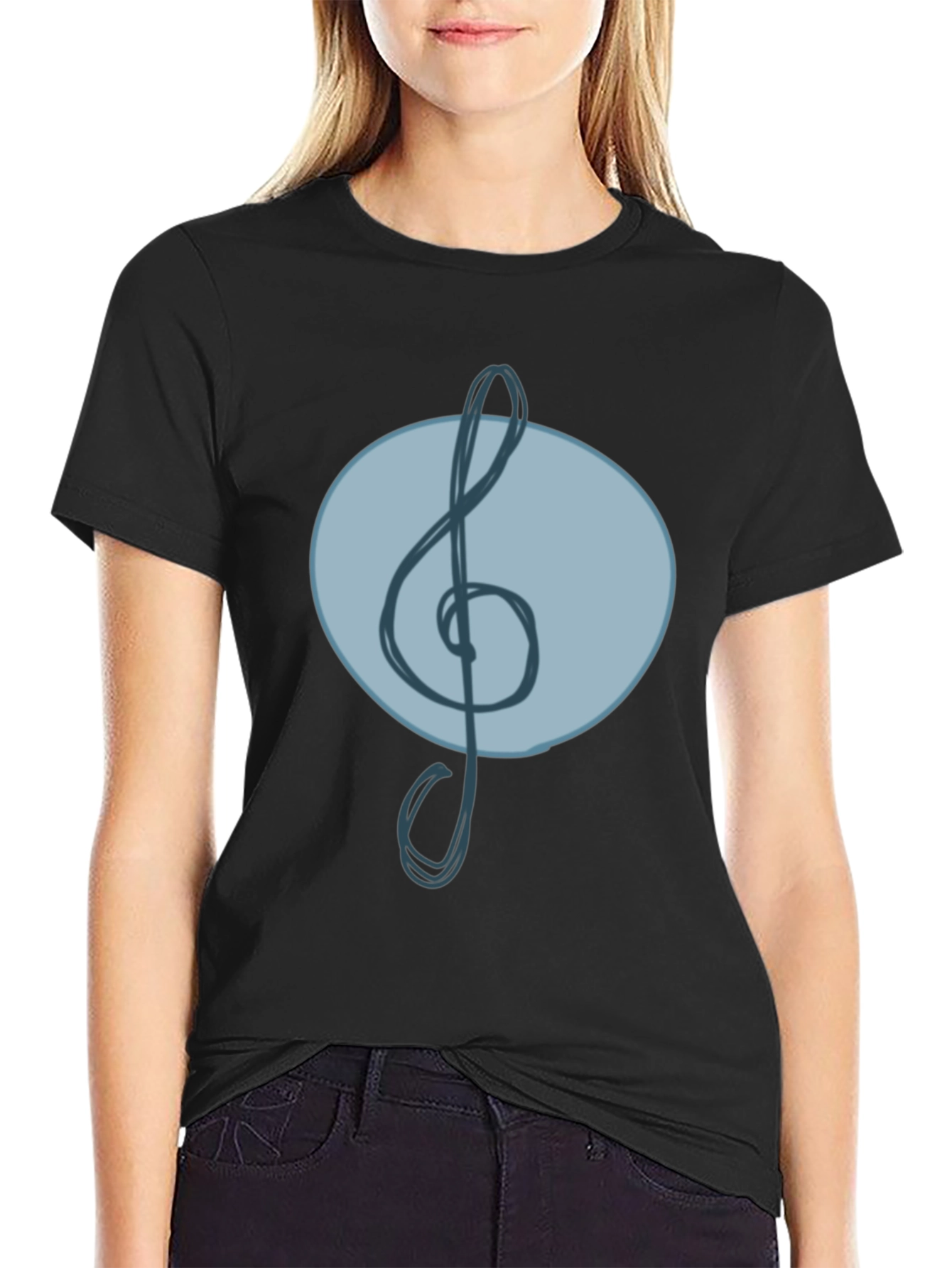 Treble Clef Graphic T-Shirt - Casual Black Tee