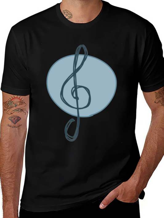 Treble Clef Graphic T-Shirt - Casual Black Tee
