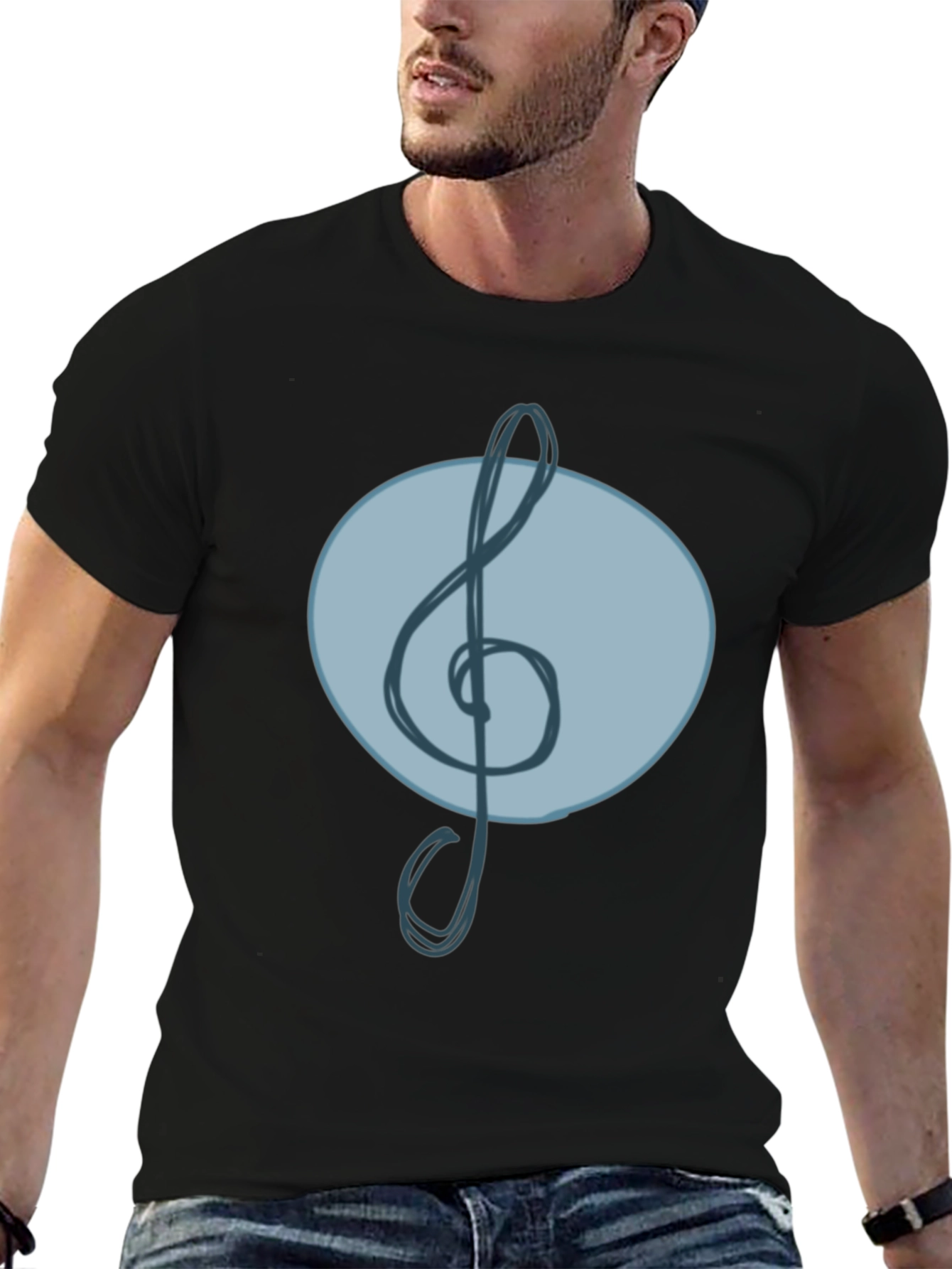 Treble Clef Graphic T-Shirt - Casual Black Tee