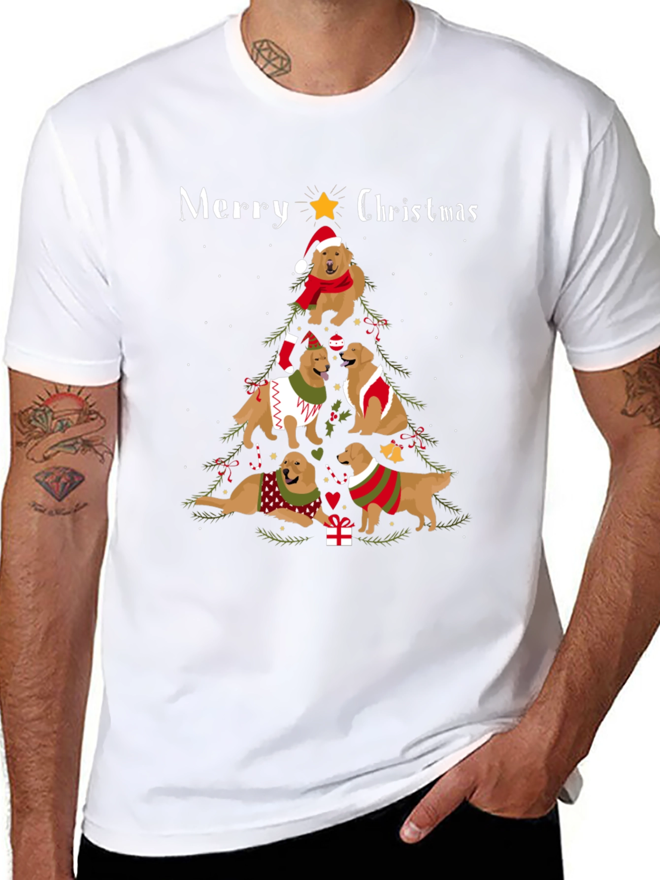 Golden Retriever Christmas Tree T-Shirt