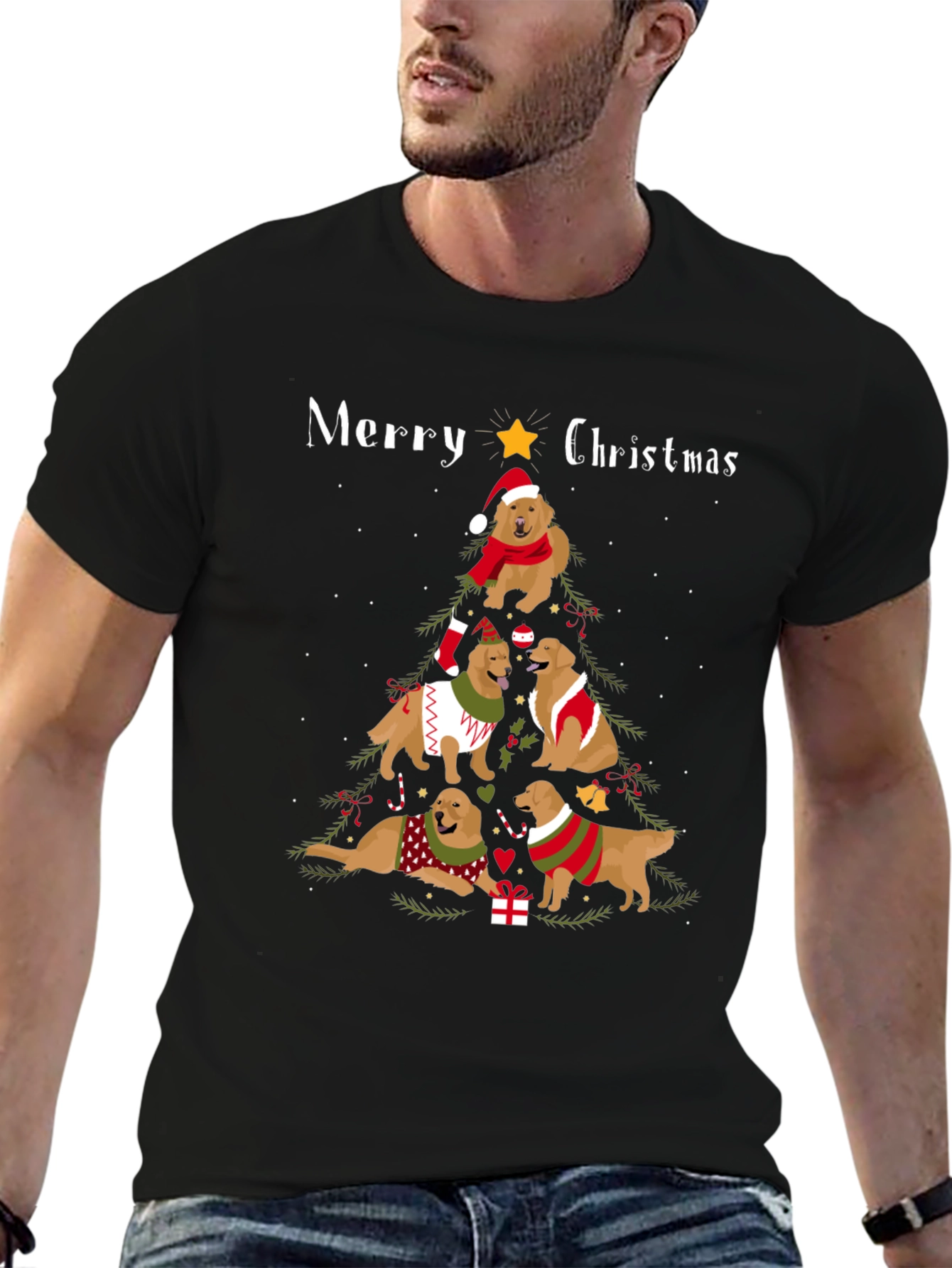 Golden Retriever Christmas Tree T-Shirt