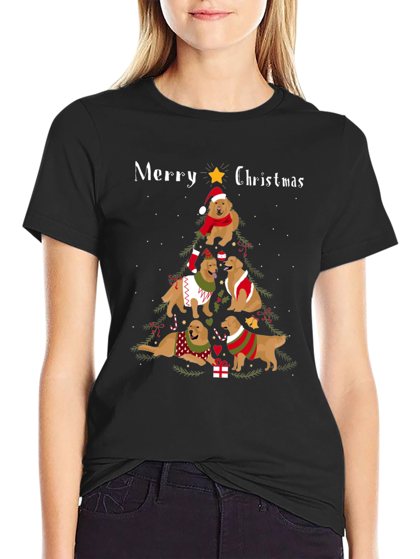 Golden Retriever Christmas Tree T-Shirt
