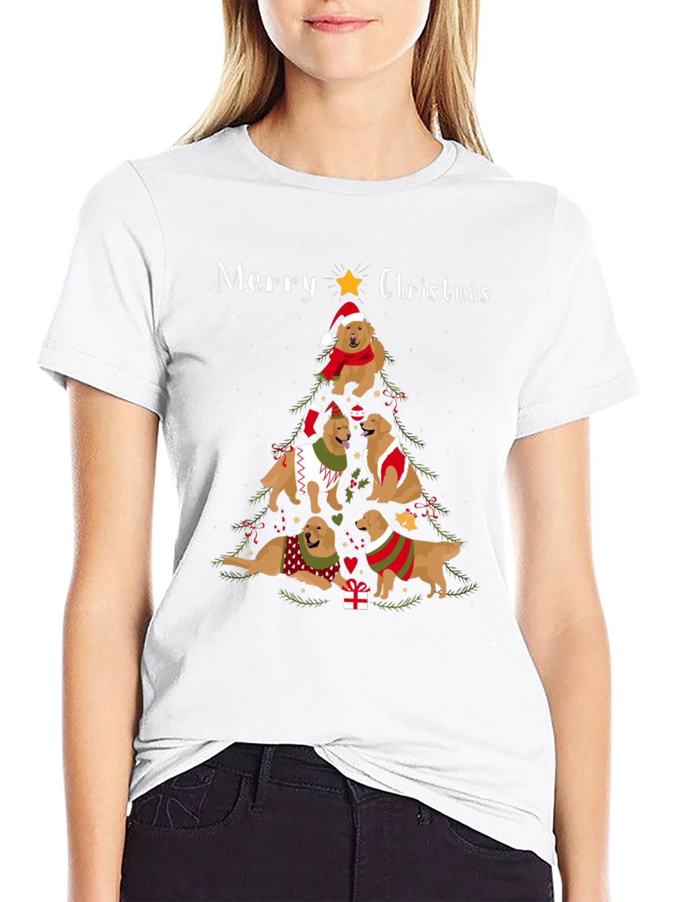 Golden Retriever Christmas Tree T-Shirt