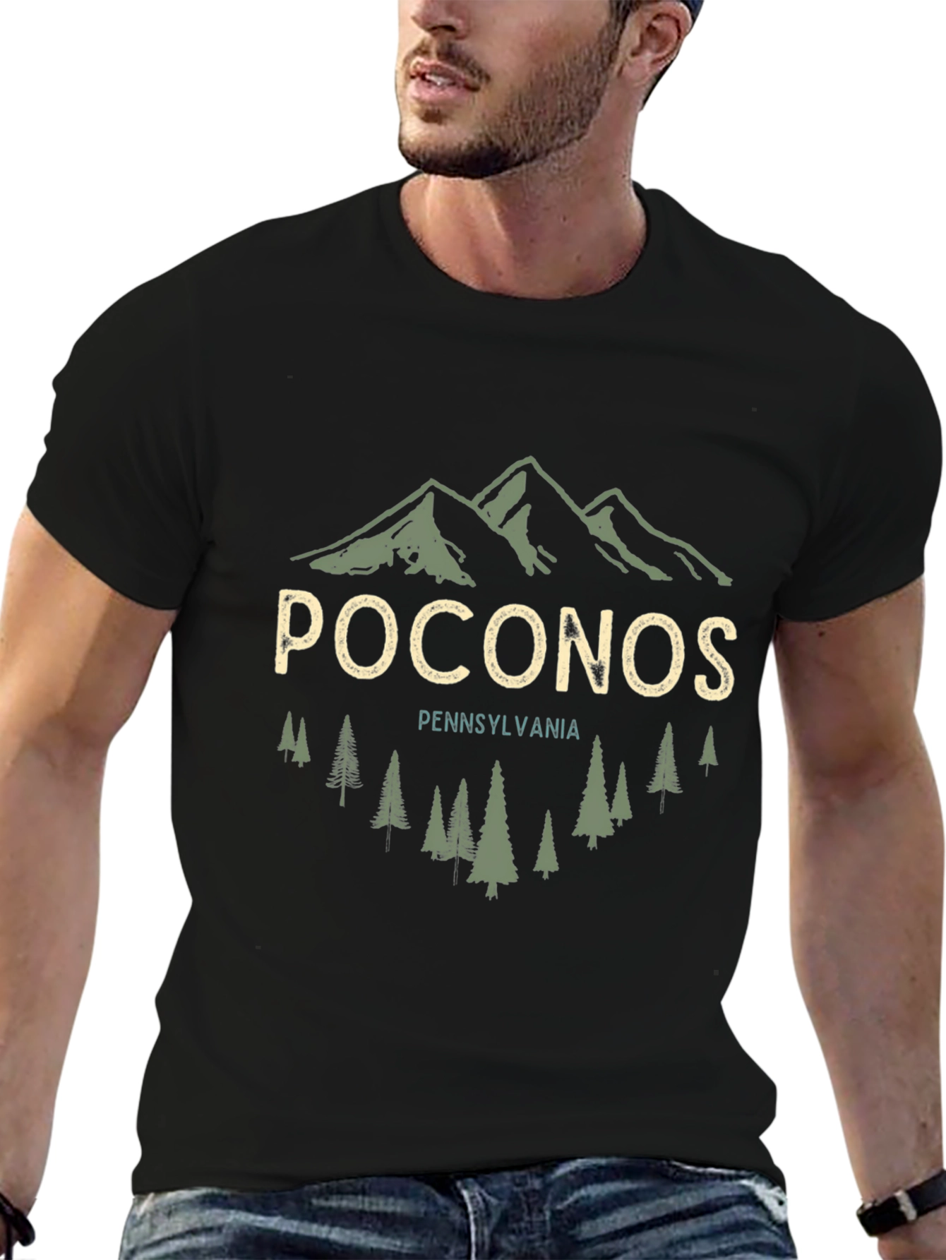 Poconos Pennsylvania Graphic Tee - Mountain & Trees Design