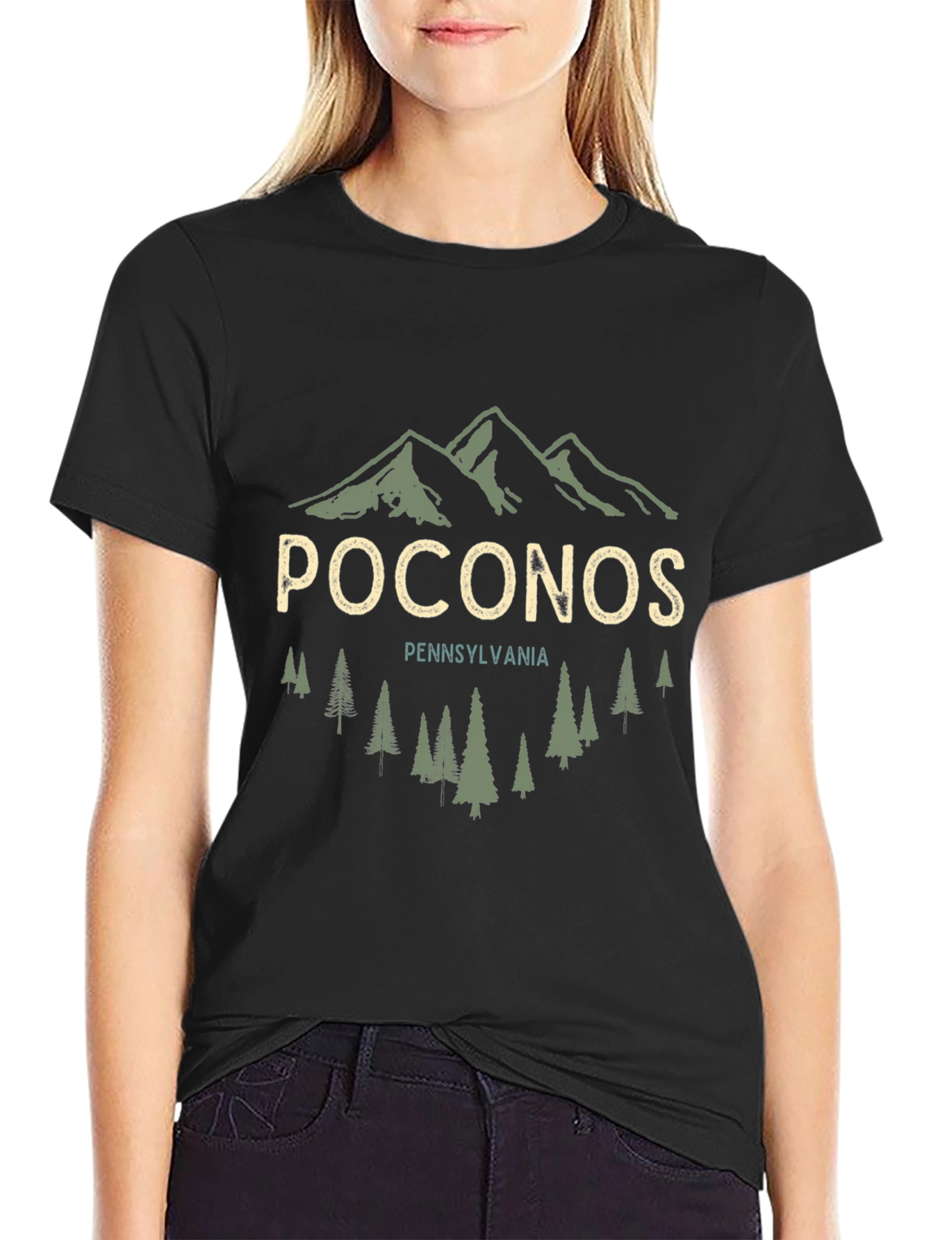 Poconos Pennsylvania Graphic Tee - Mountain & Trees Design
