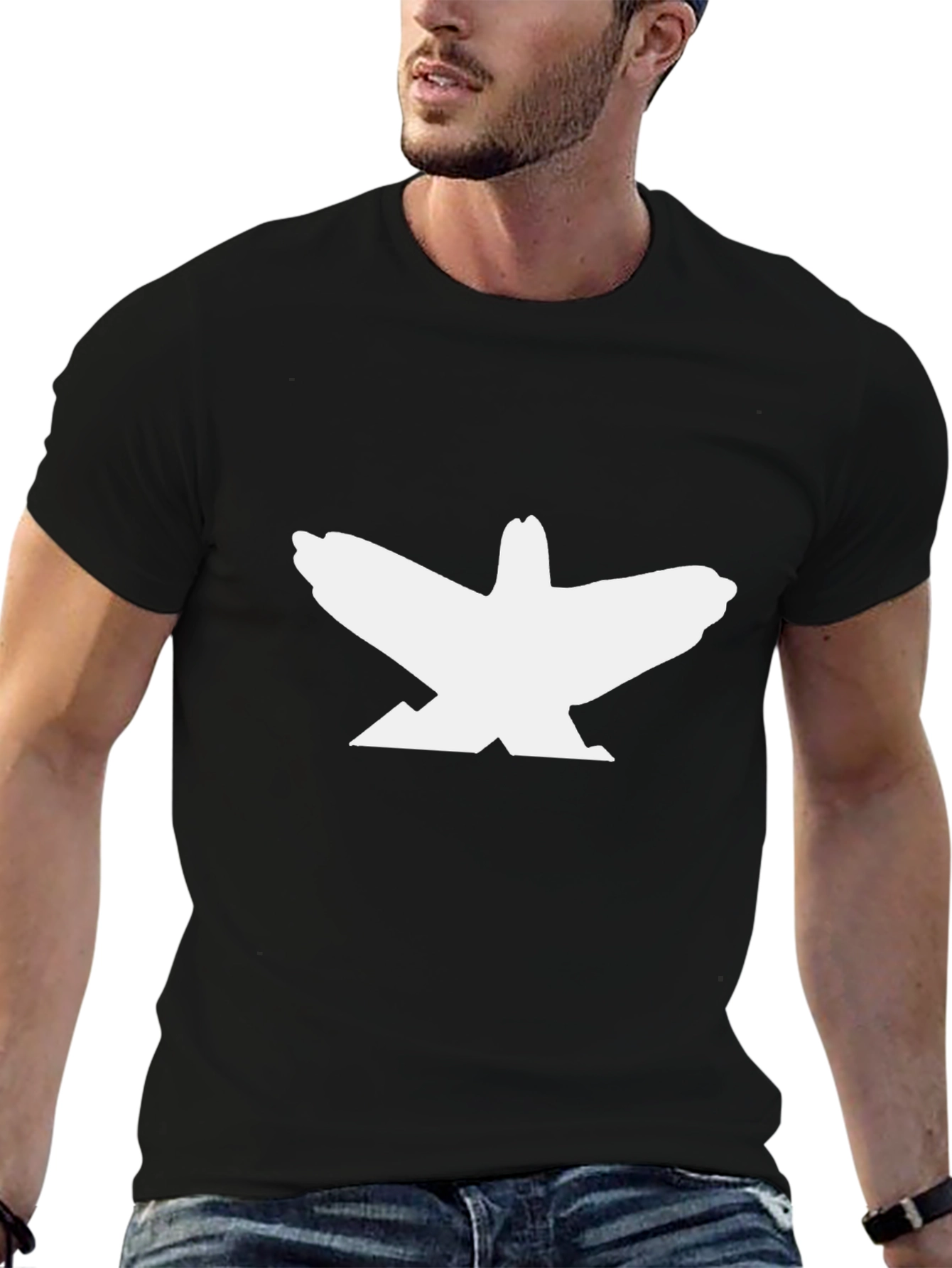 Black T-Shirt with Bird Graphic