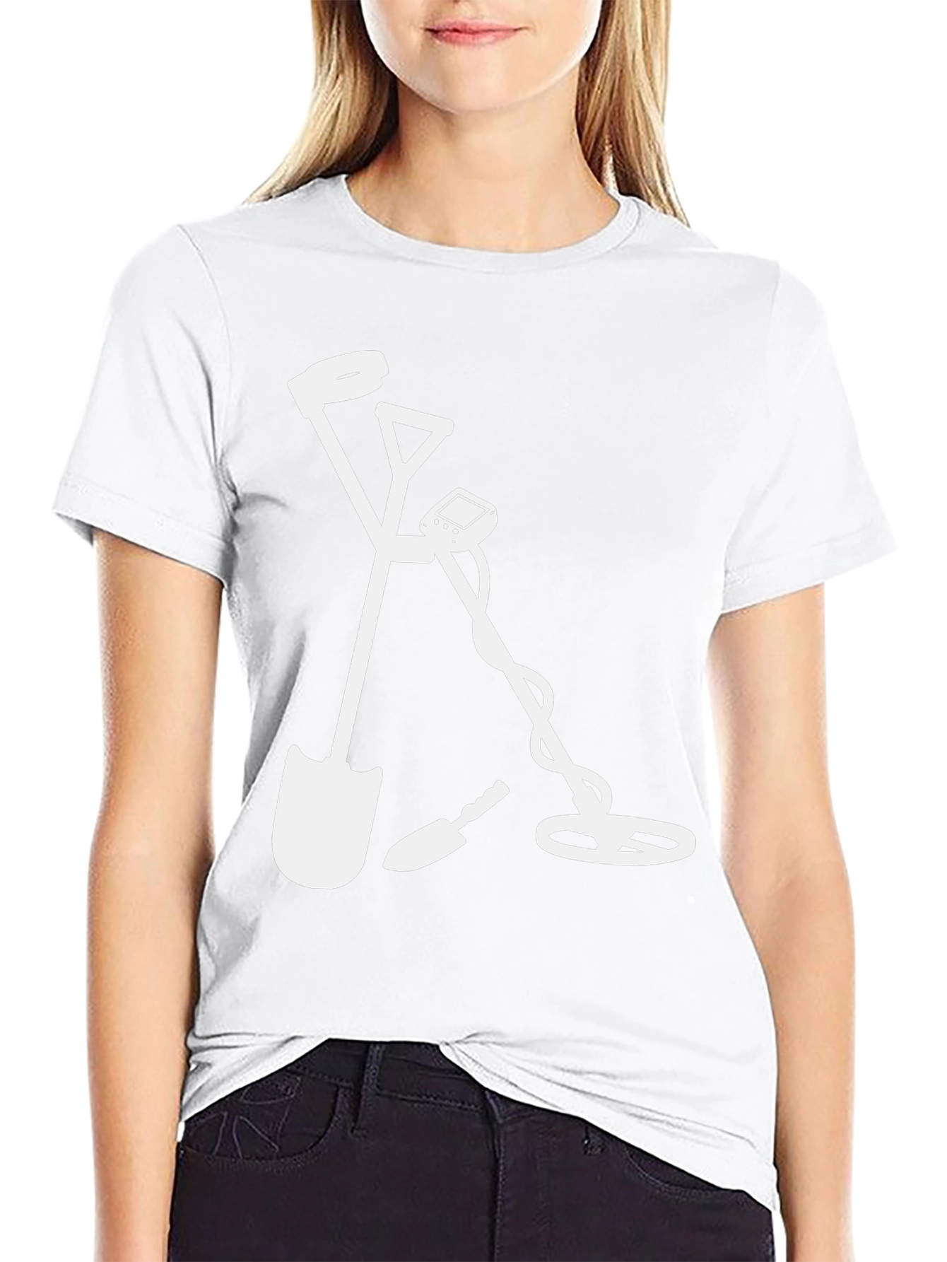 Treasure Hunter Black T-Shirt: Shovel & Metal Detector