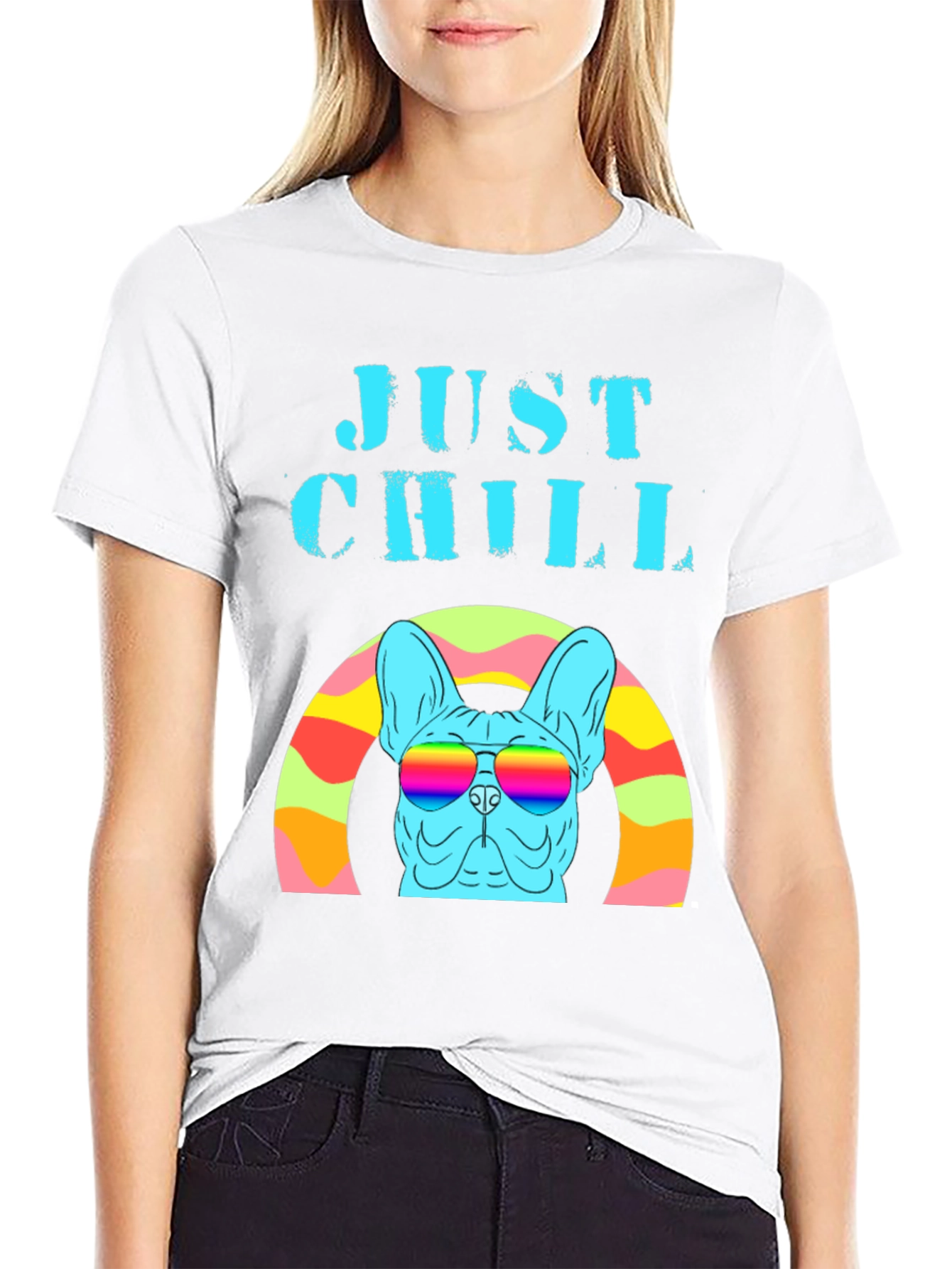 Just Chill French Bulldog Rainbow T-Shirt