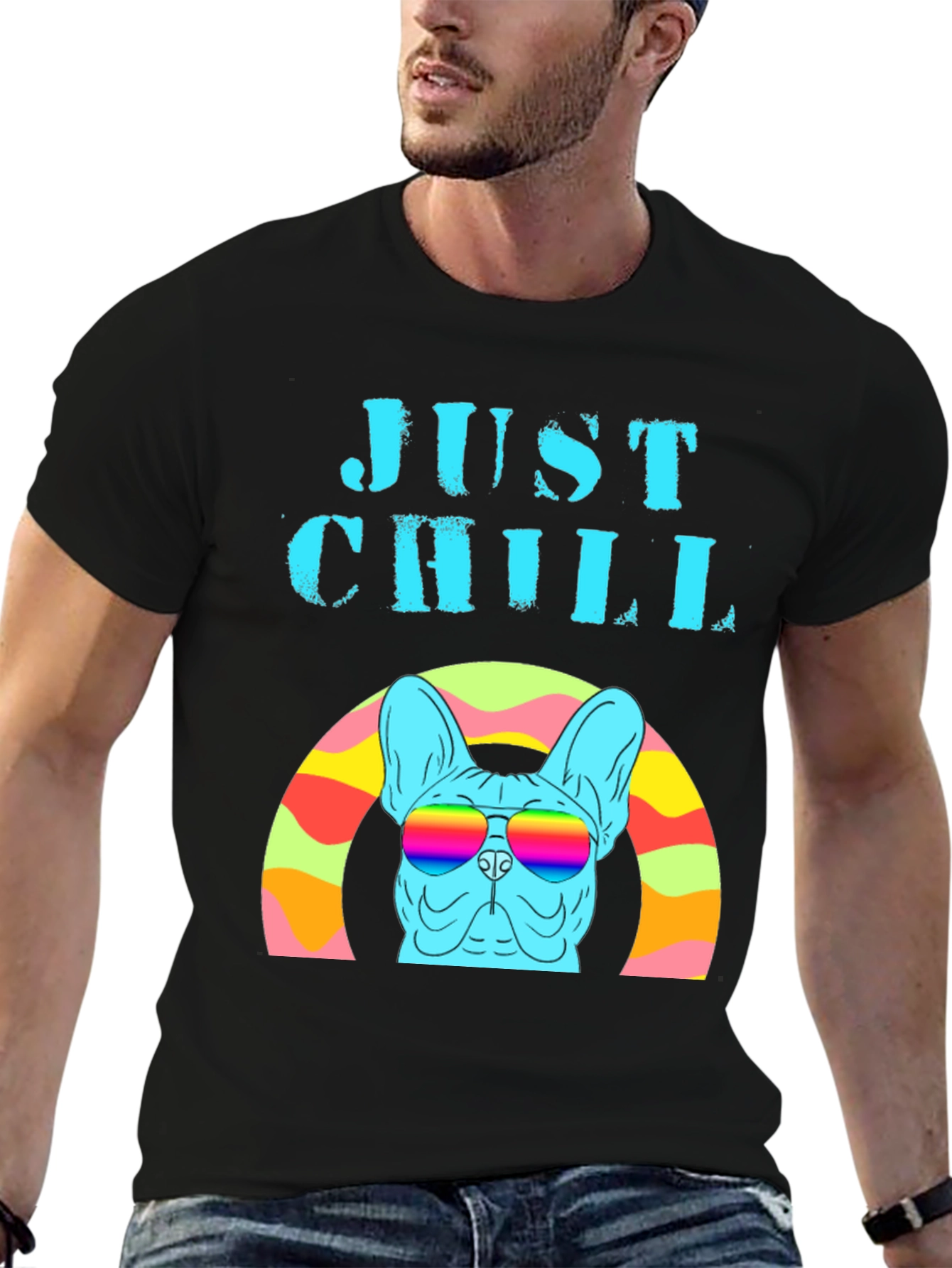 Just Chill French Bulldog Rainbow T-Shirt