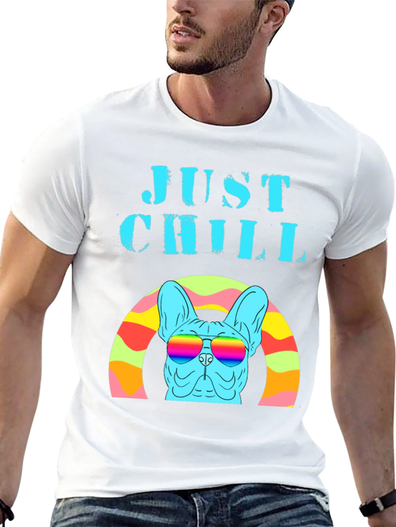 Just Chill French Bulldog Rainbow T-Shirt