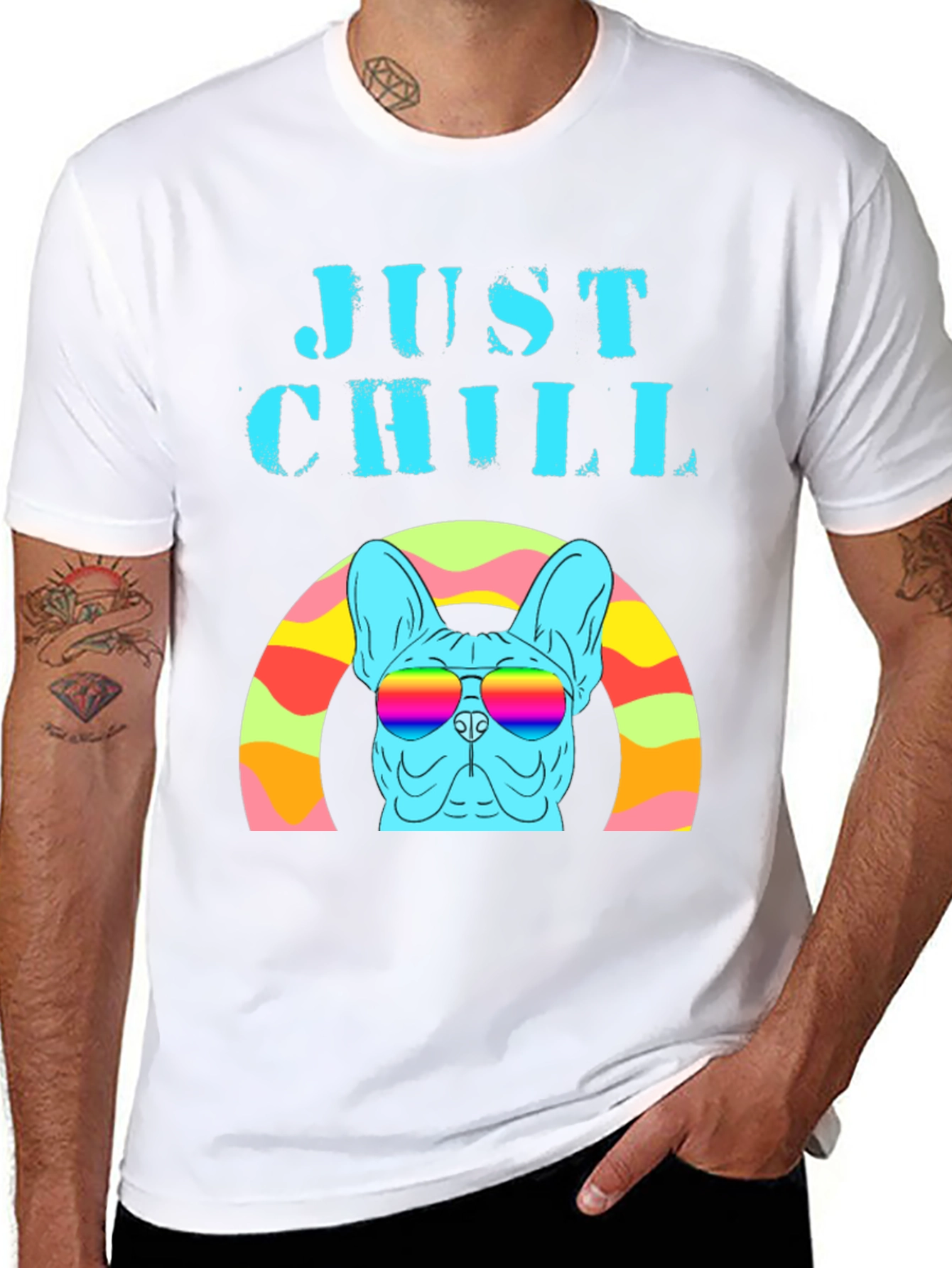 Just Chill French Bulldog Rainbow T-Shirt