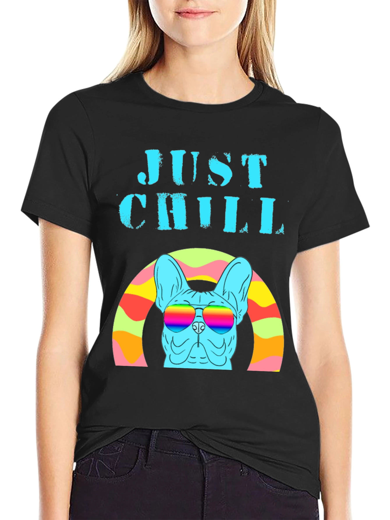 Just Chill French Bulldog Rainbow T-Shirt