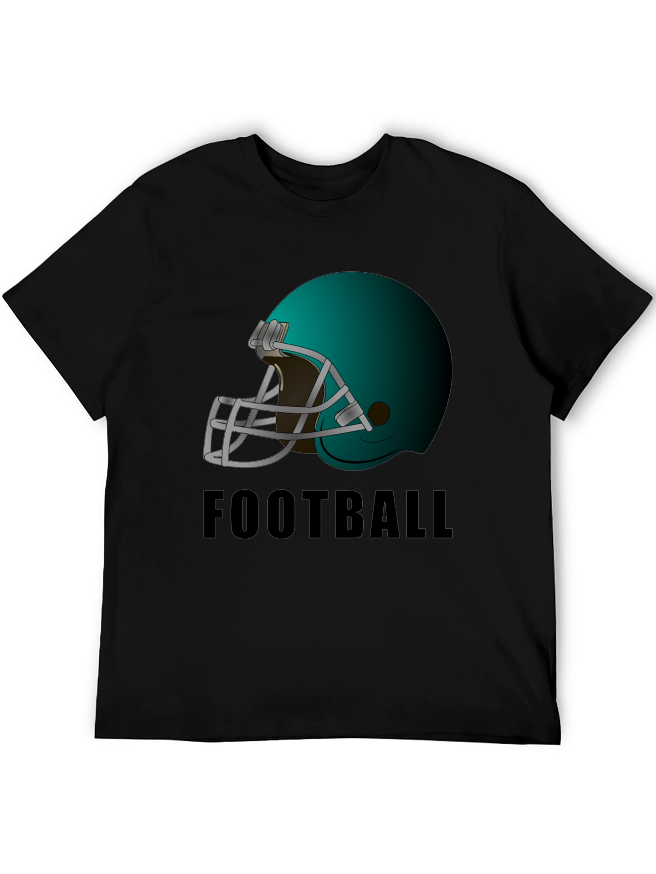 Football Helmet Graphic Tee - Black Cotton T-Shirt