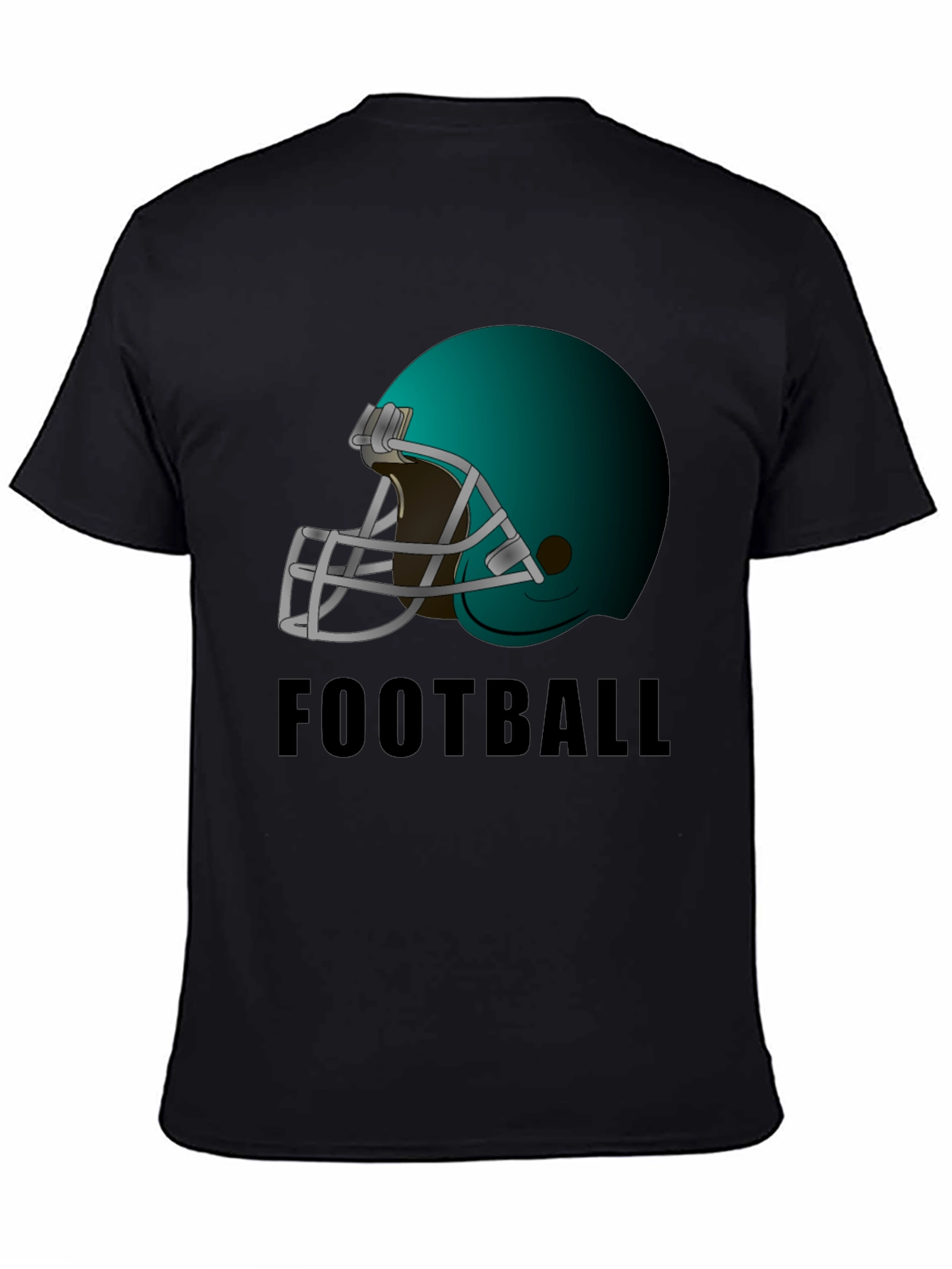Football Helmet Graphic Tee - Black Cotton T-Shirt