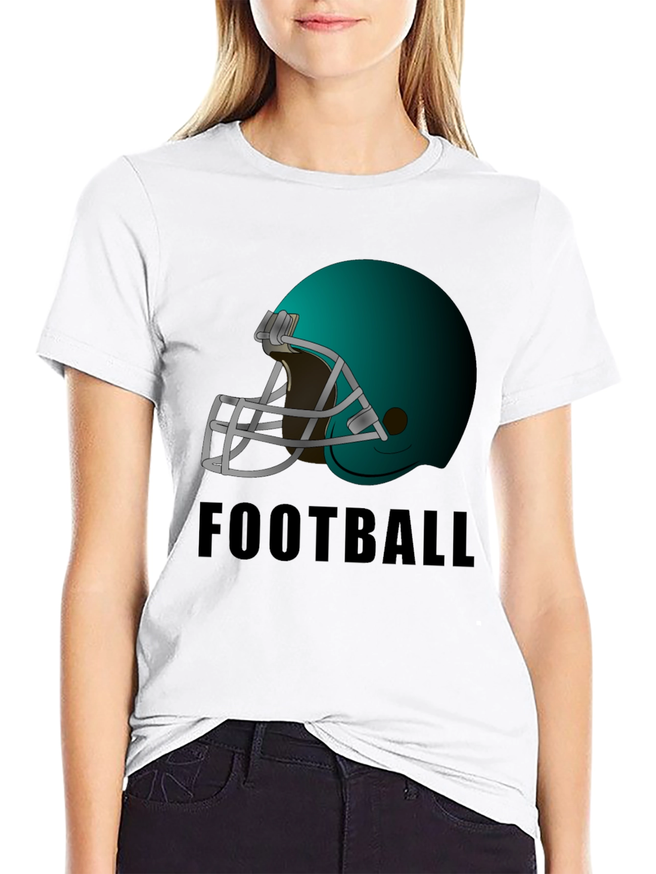 Football Helmet Graphic Tee - Black Cotton T-Shirt