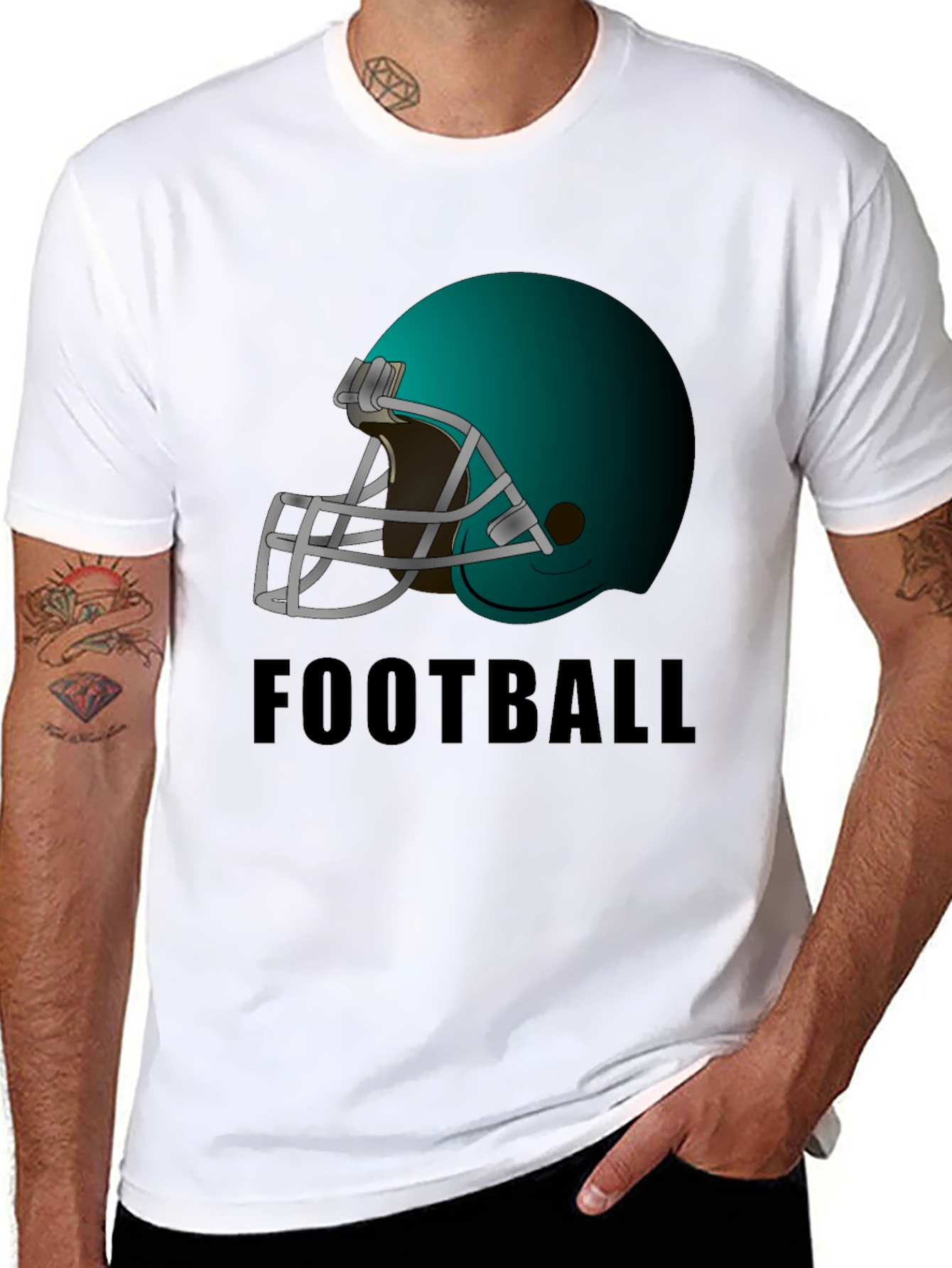 Football Helmet Graphic Tee - Black Cotton T-Shirt