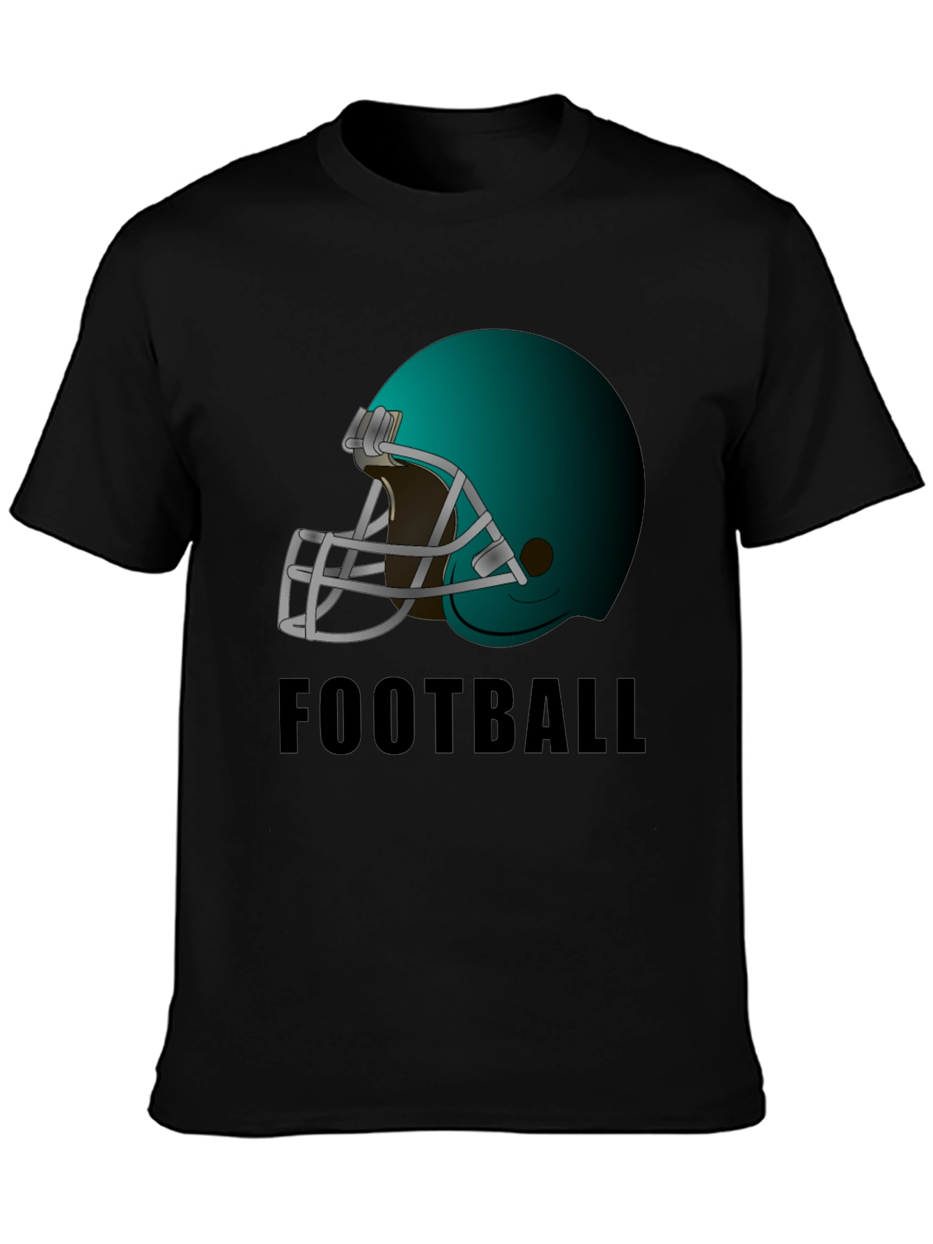Football Helmet Graphic Tee - Black Cotton T-Shirt
