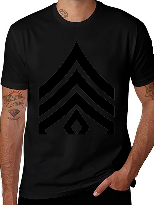 Black T-Shirt with Military Sergeant Stripes Design