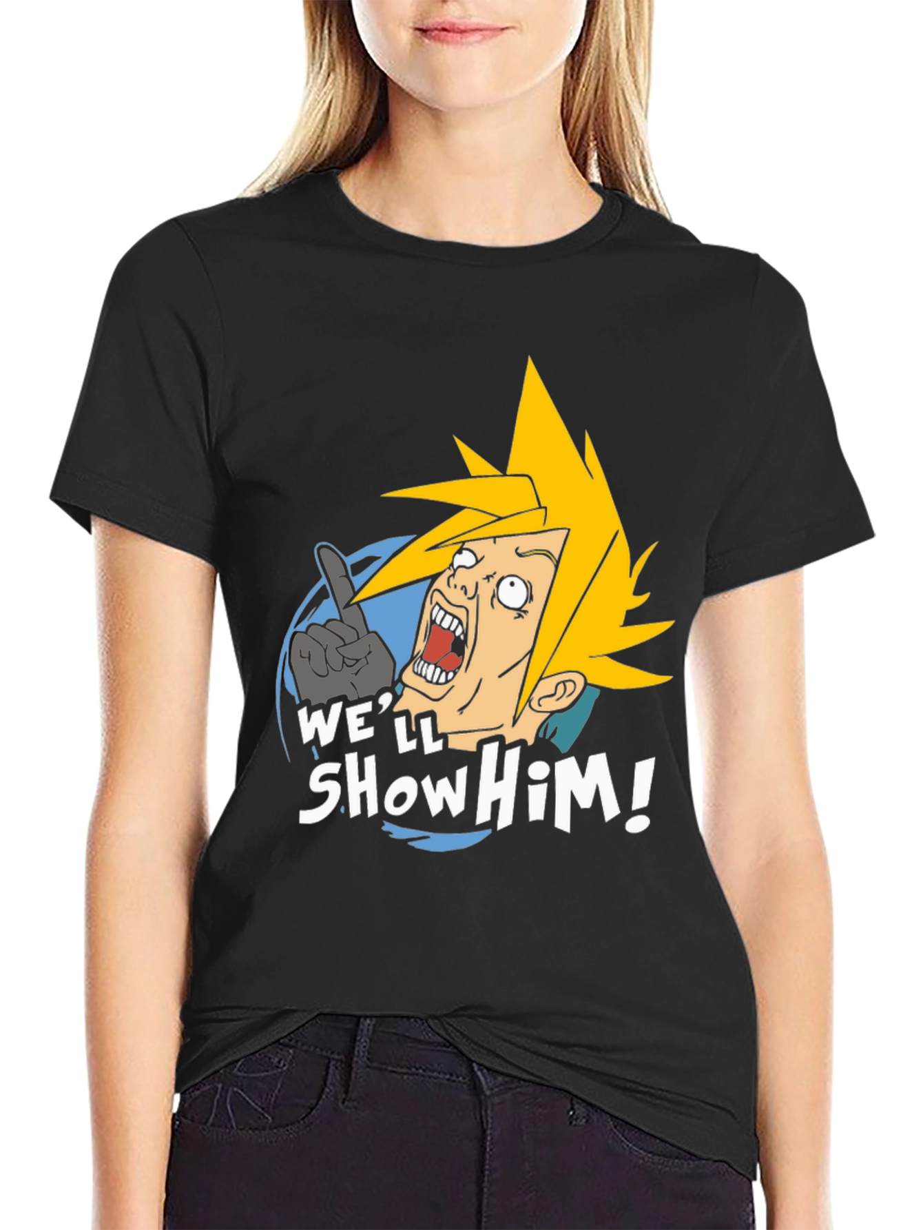 Cartoon Cloud Strife Black T-Shirt