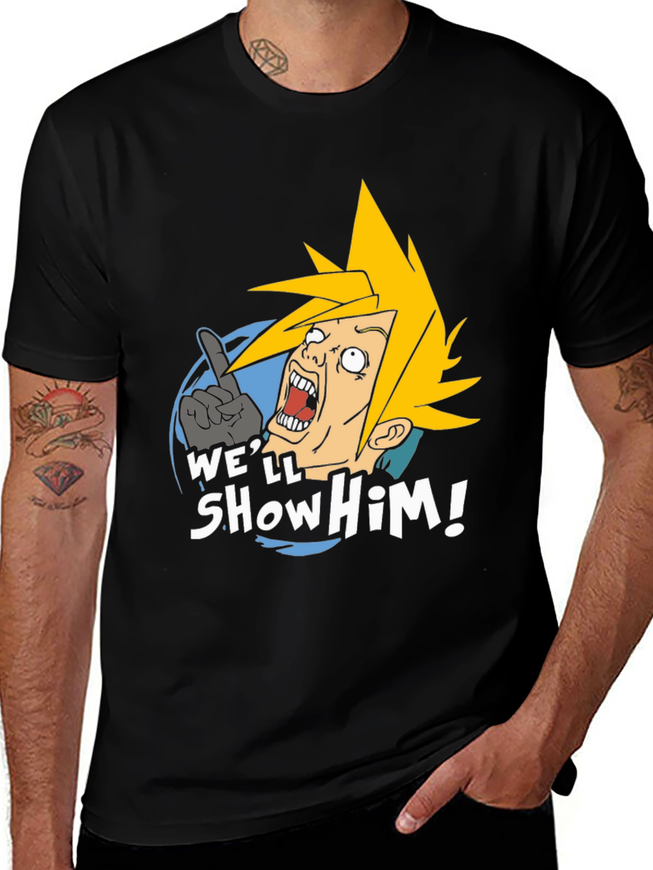 Cartoon Cloud Strife Black T-Shirt