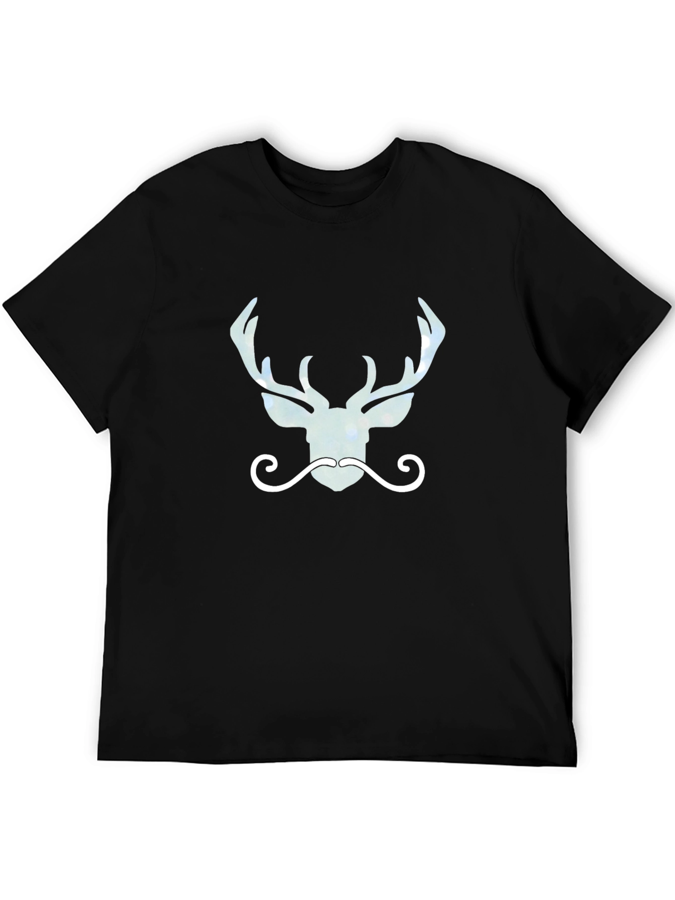 Stylish Deer Antler Graphic Tee - Mens Black T-Shirt