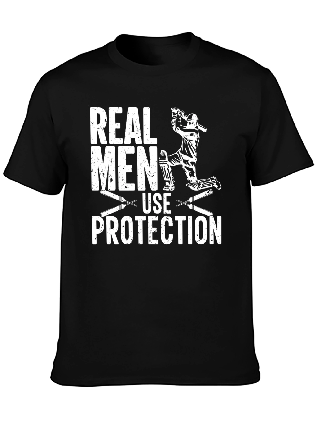 Real Men Use Protection Cricket Graphic T-Shirt