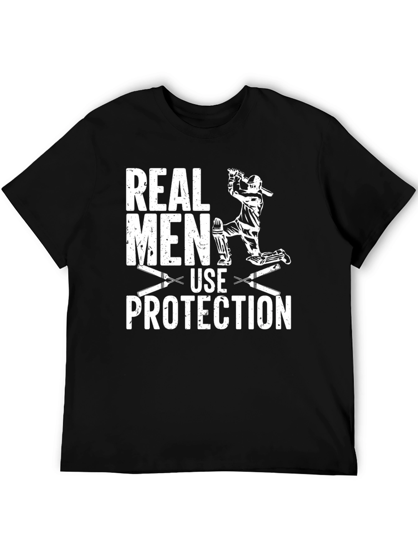 Real Men Use Protection Cricket Graphic T-Shirt