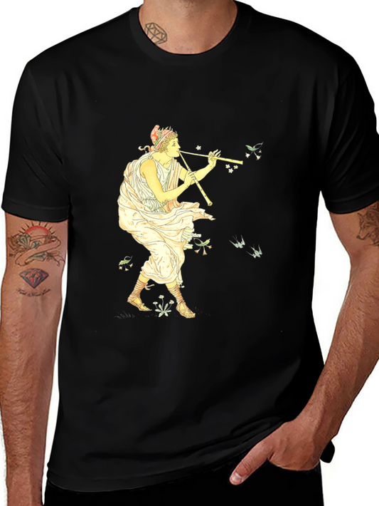 Greek Flute Player Black T-Shirt
