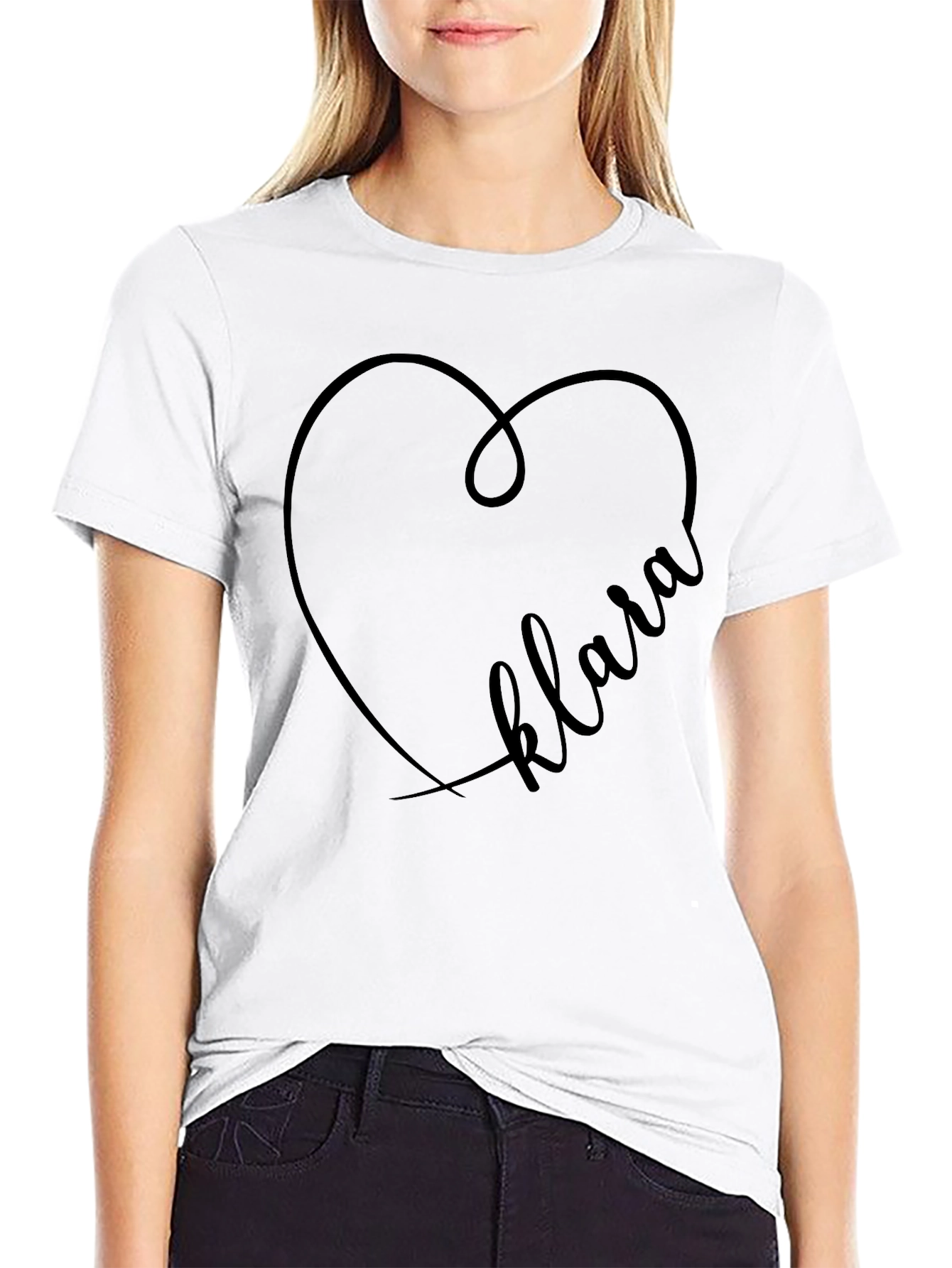 Klara Heart Personalized Black T-Shirt