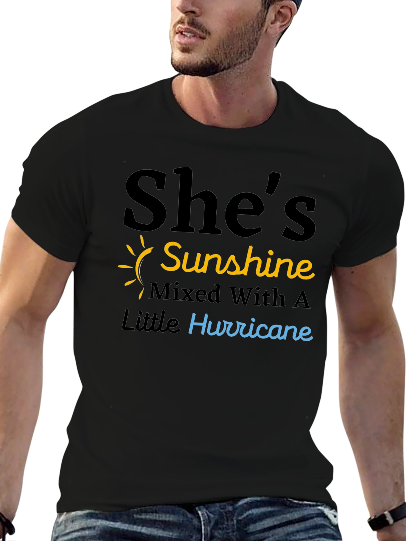 Shes Sunshine & Hurricane Black T-Shirt