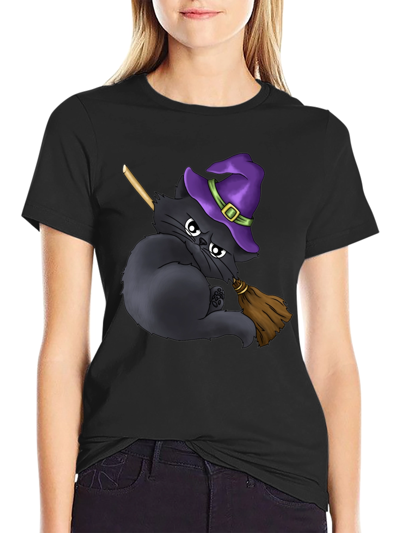 Witch Cat T-Shirt - Halloween Purrfection!