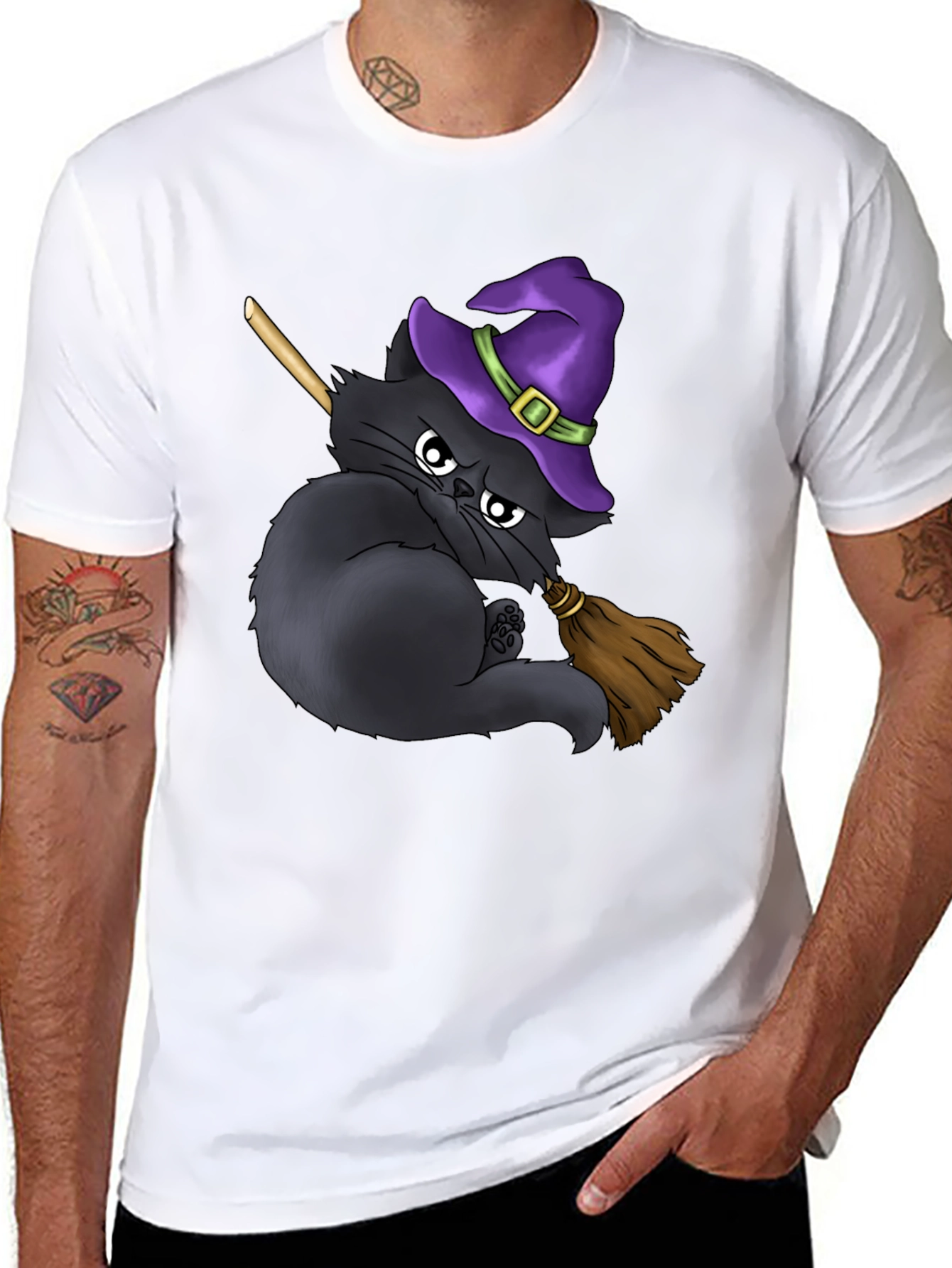 Witch Cat T-Shirt - Halloween Purrfection!
