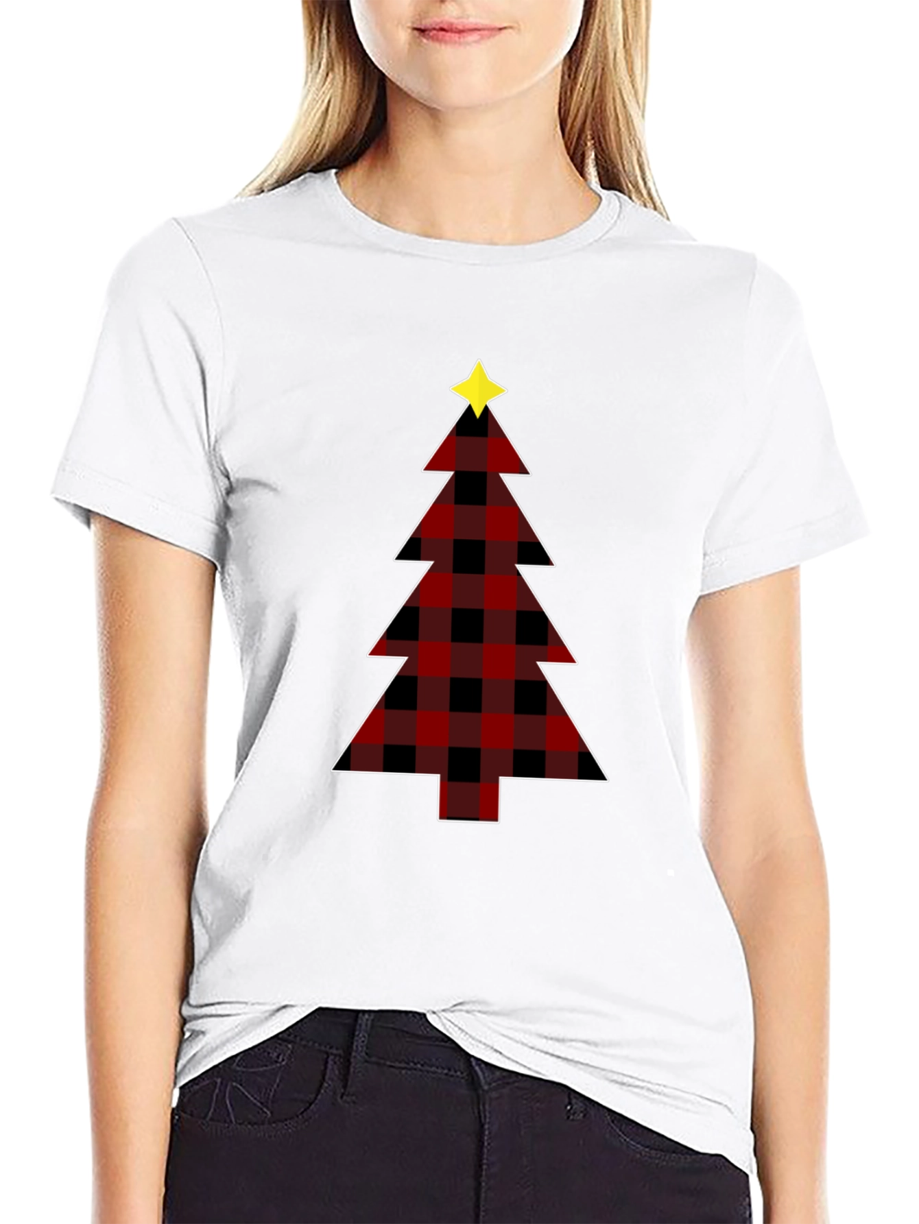 Plaid Christmas Tree Graphic Tee