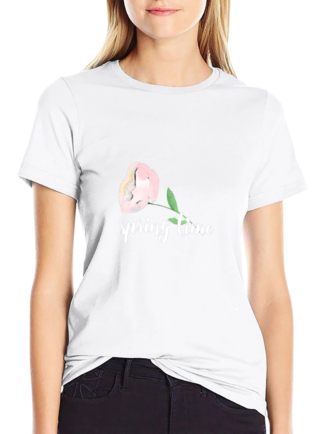 Spring Time Floral Graphic Tee - Black