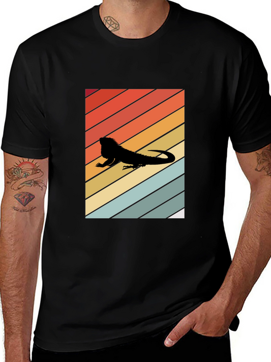 Retro Iguana Sunset Tee - Cool Reptile Lover Shirt