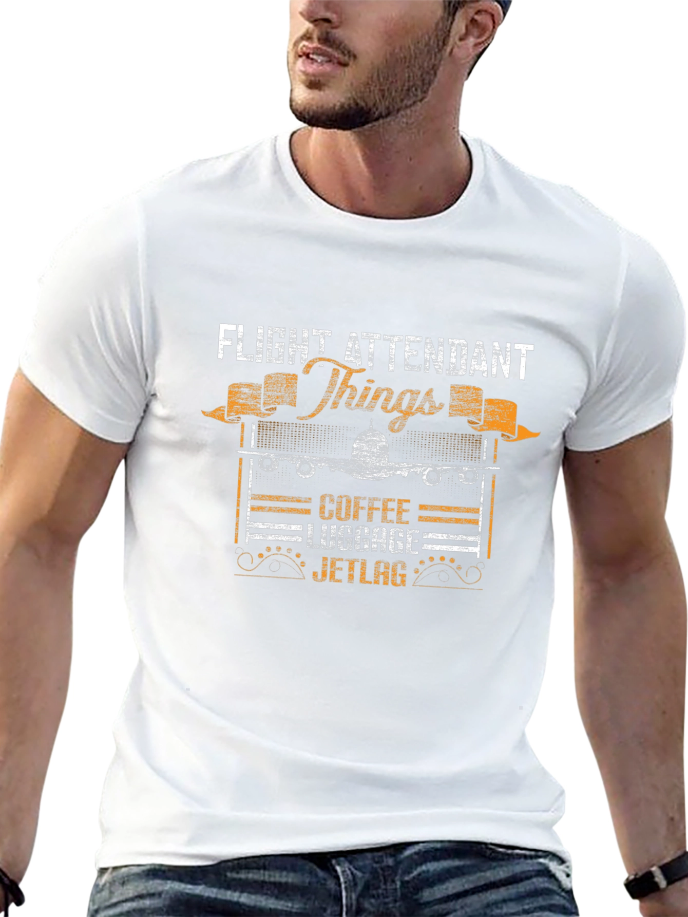 Flight Attendant T-Shirt - Coffee Luggage Jetlag Design