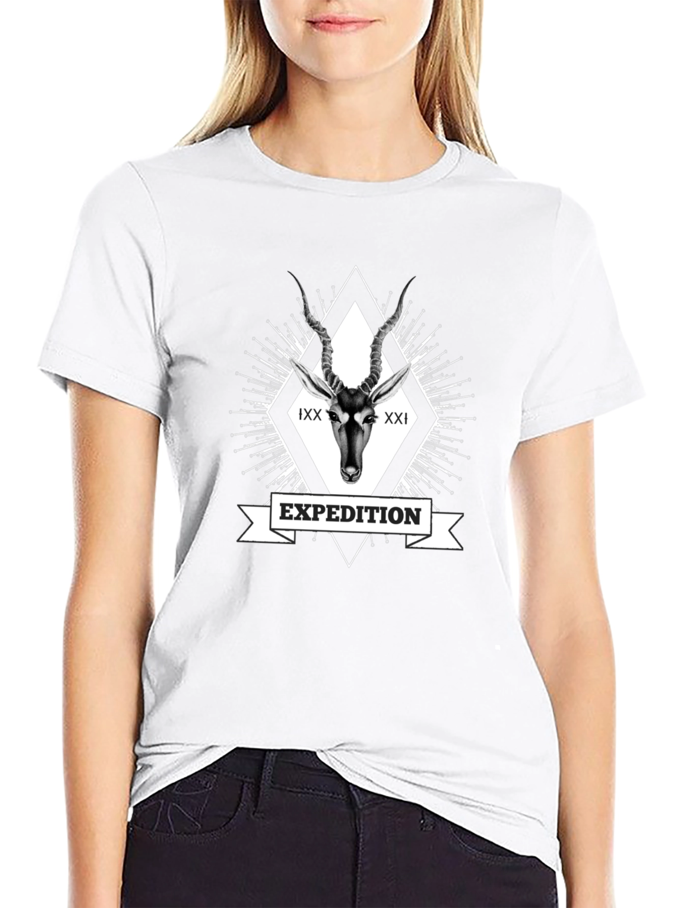 Expedition Graphic Tee - Antelope Design Black T-Shirt