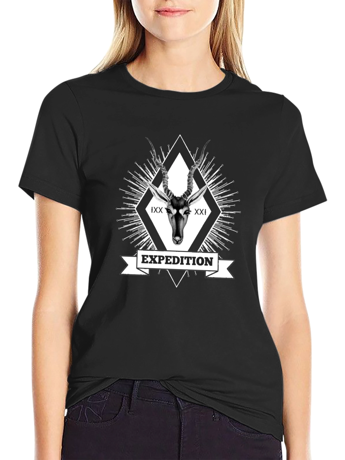 Expedition Graphic Tee - Antelope Design Black T-Shirt