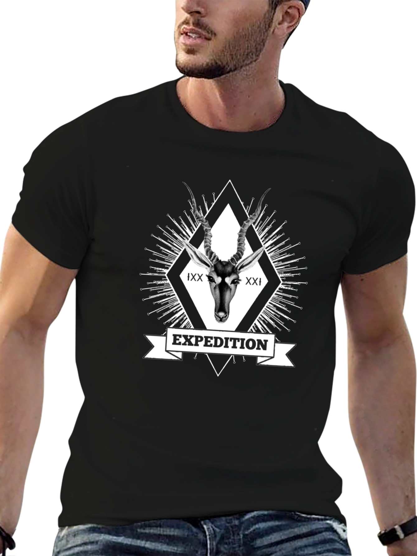 Expedition Graphic Tee - Antelope Design Black T-Shirt
