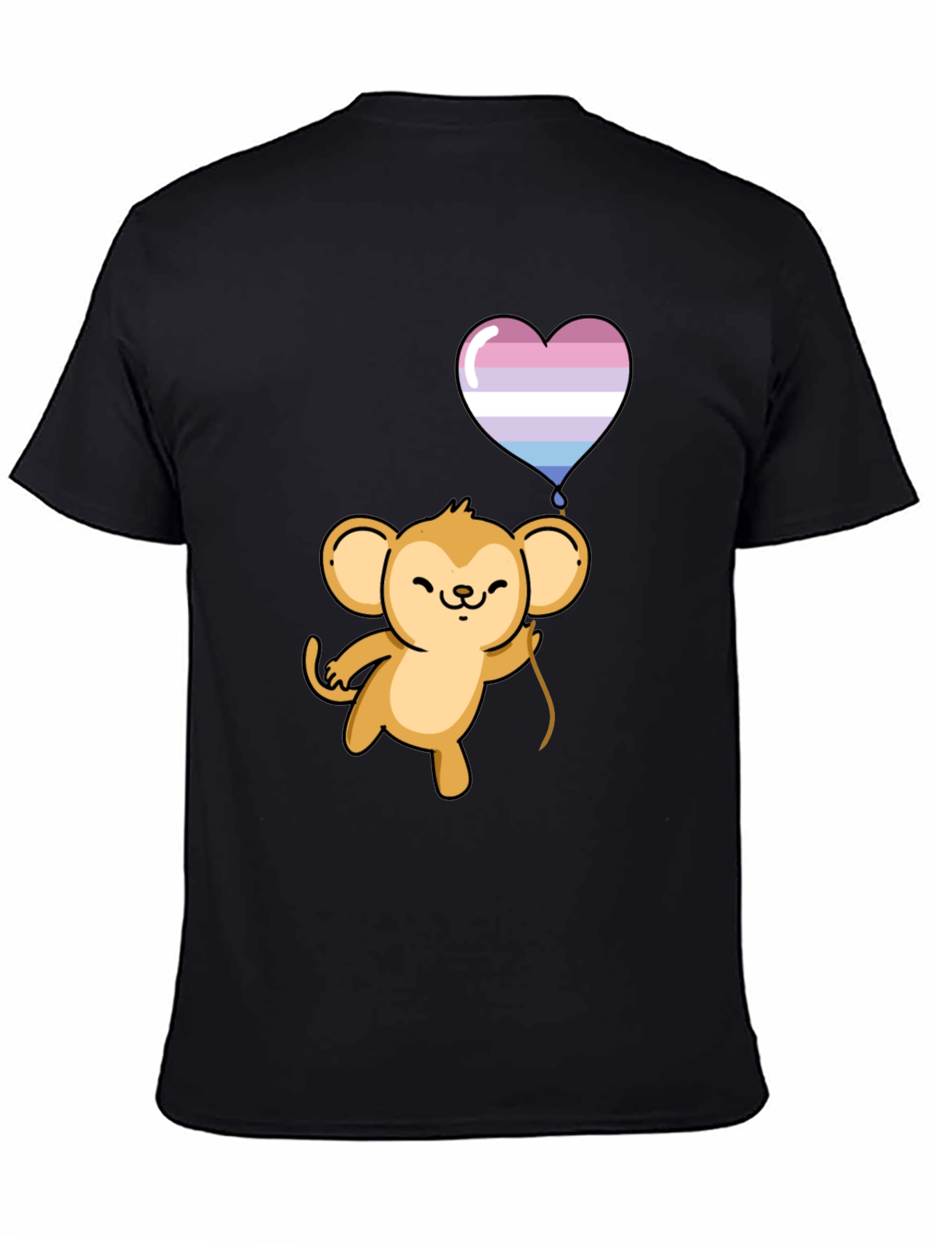 Cute Monkey Holding Intersex Pride Heart Balloon T-Shirt