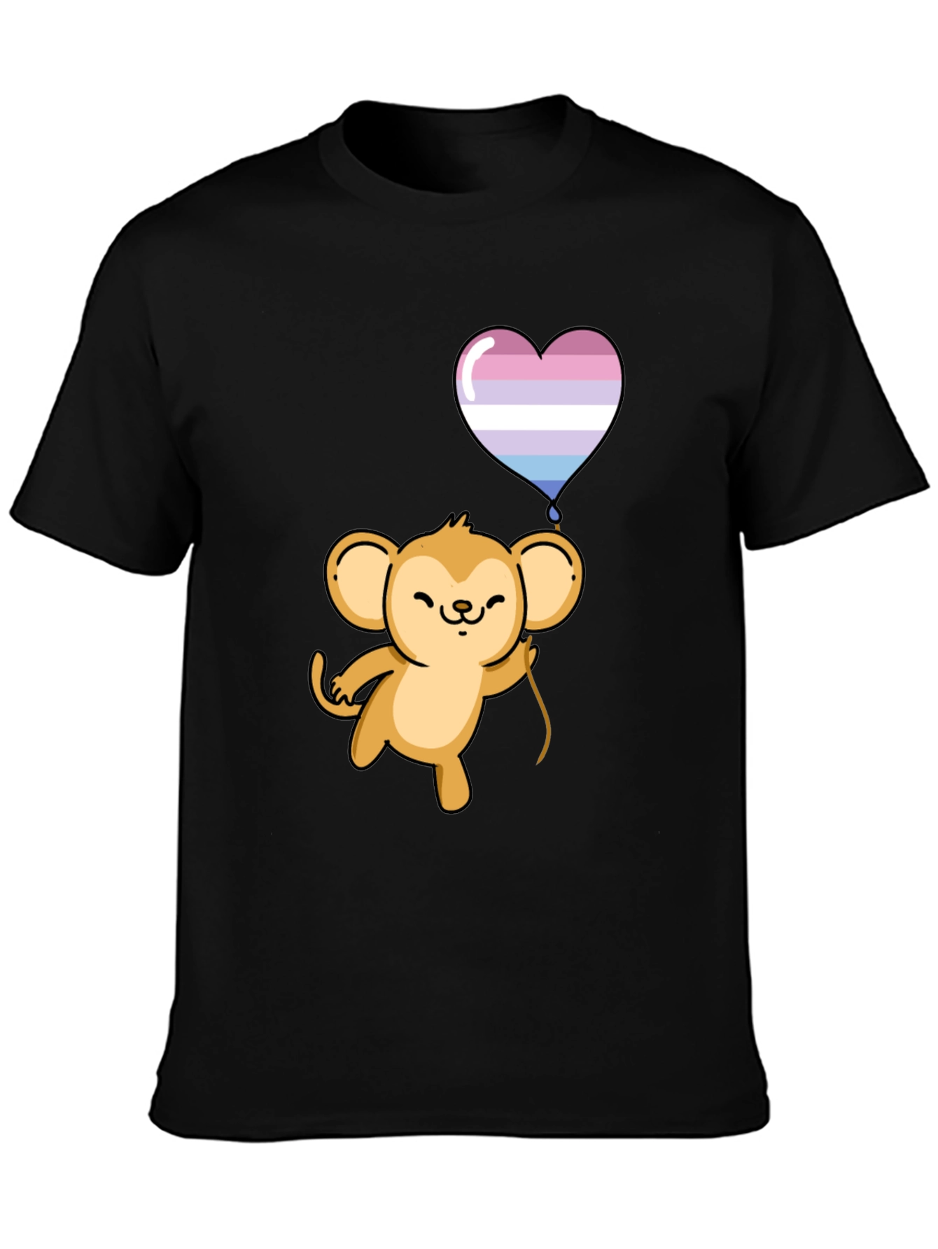 Cute Monkey Holding Intersex Pride Heart Balloon T-Shirt
