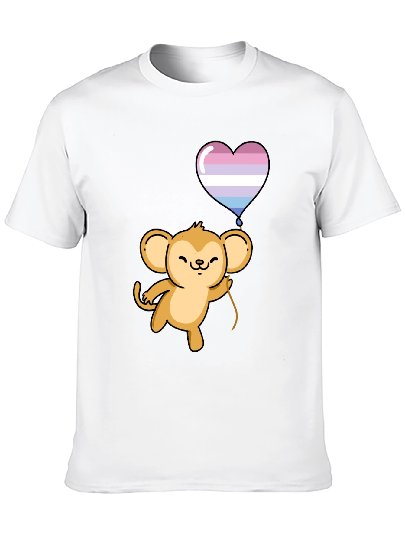 Cute Monkey Holding Intersex Pride Heart Balloon T-Shirt