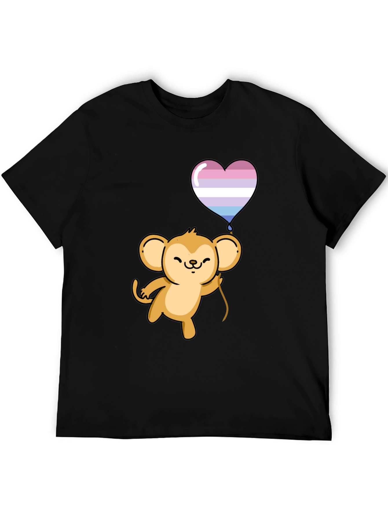 Cute Monkey Holding Intersex Pride Heart Balloon T-Shirt