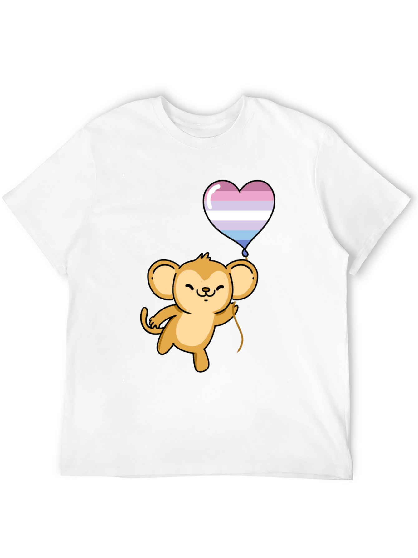 Cute Monkey Holding Intersex Pride Heart Balloon T-Shirt
