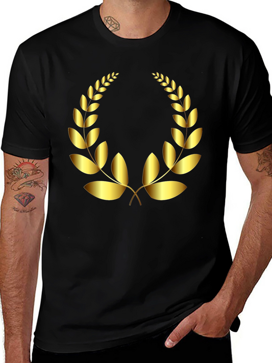 Golden Laurel Wreath Graphic Tee - Classic Style