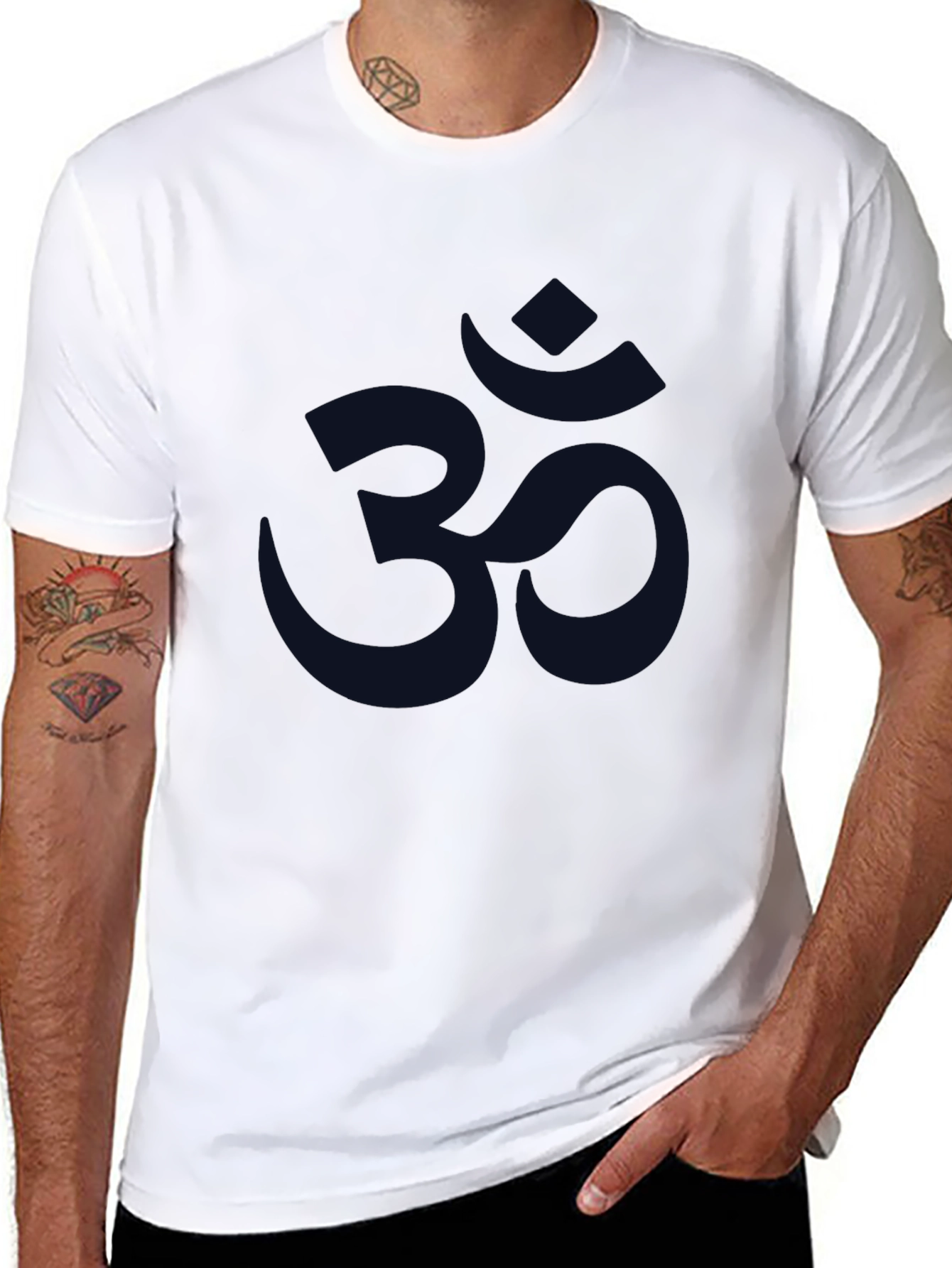 Mens Om Symbol Graphic Print Tee - Black