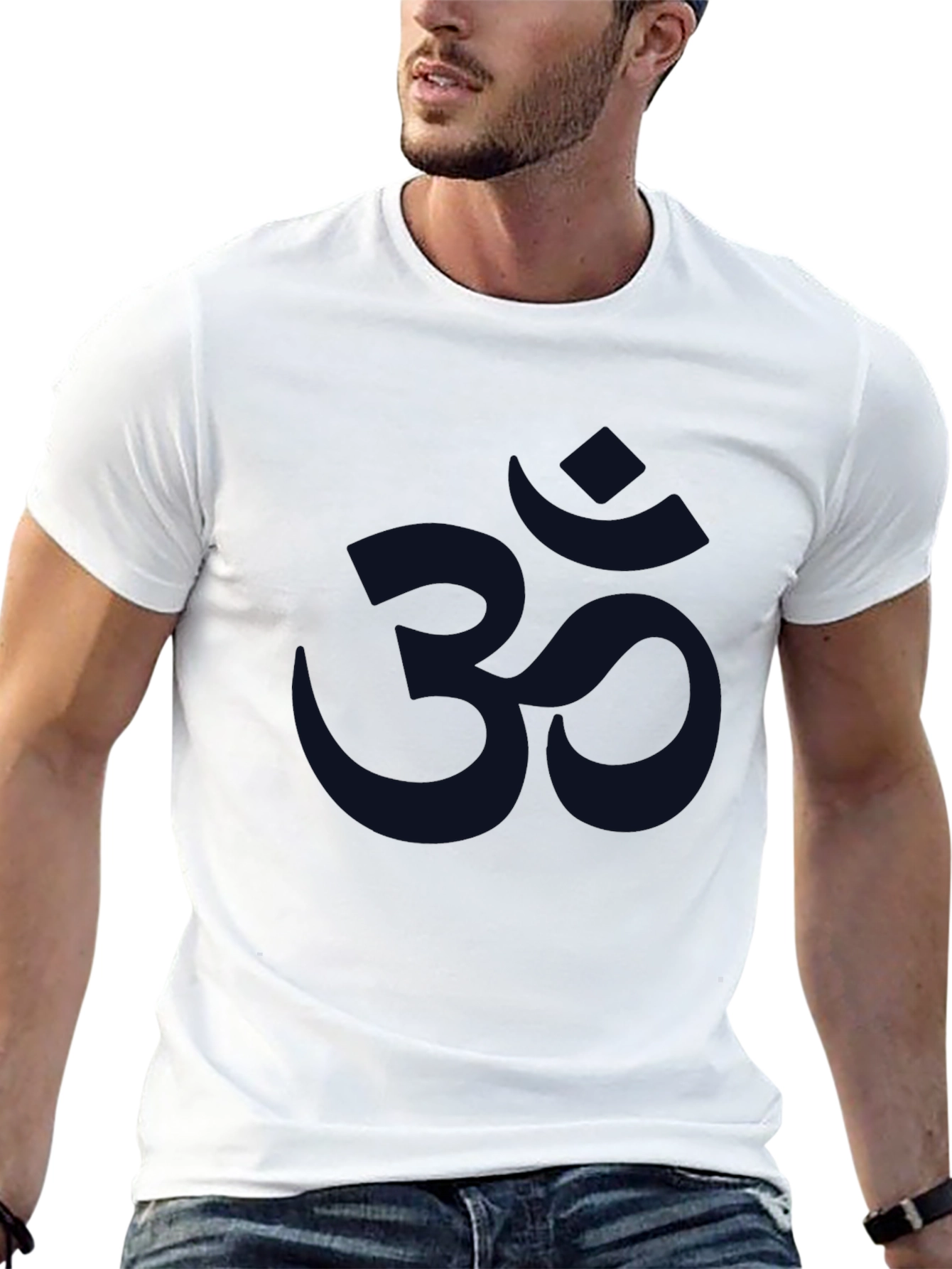 Mens Om Symbol Graphic Print Tee - Black
